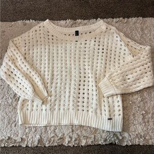 Savvi Lifestyle Co. Women's Cream Long Sleeve Scoop Neck Sweater with Holes 2XL